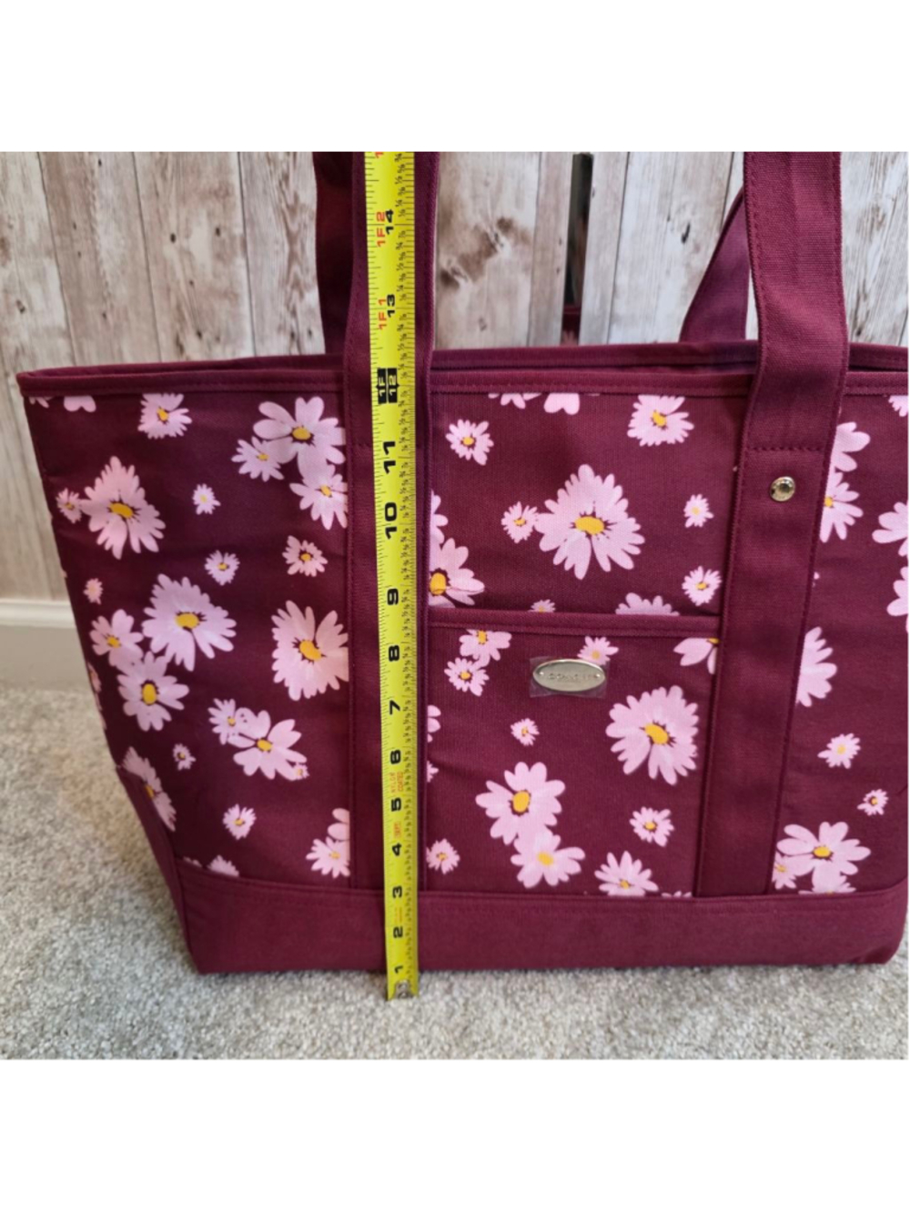 Women's Coach Maroon Pink Floral Canvas Tote Bag NWOT - Picture 5 of 8